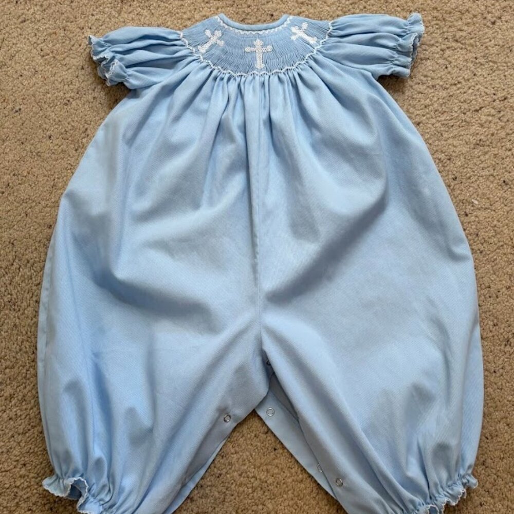 Blue Smocked Kids One Piece
